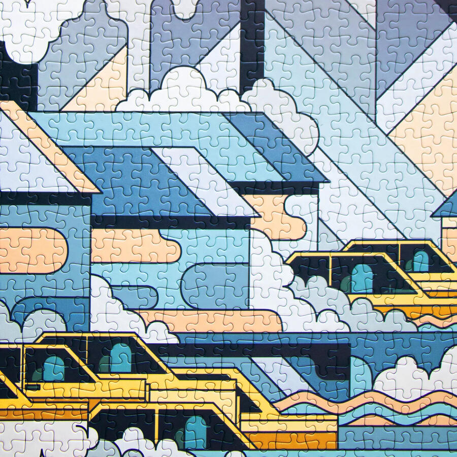 Détail d'un puzzle illustré de l'artiste Lucas Saenger.